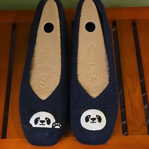 Blue Panda Flats Cozy Slip-On Shoes